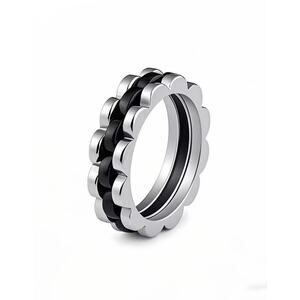 Titanium Steel Gear Ring for Men Women Simple Stylish Stainless Steel SZ. 9